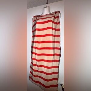 Vintage Valentino Silk nude/ orange striped boutique dress- size 8, classic